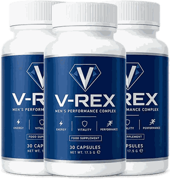 V-Rex Male Enhancement Capsules – kolme purkkia miesten performance-kompleksia, 30 kapselia kussakin